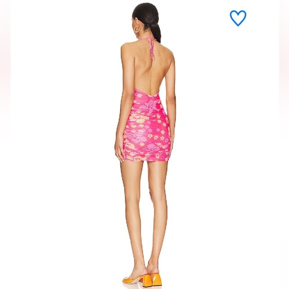 NWT Superdown Revolve Petriana Halter Mini Dress in Pink Floral Medium - Picture 3 of 11